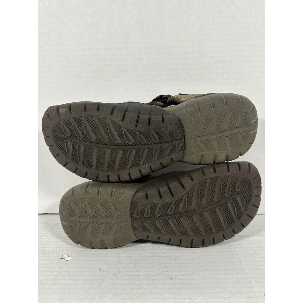 Crocs Swiftwater Mens 11 Fisherman Sandals Khaki Brown Mesh Water Shoes 15041